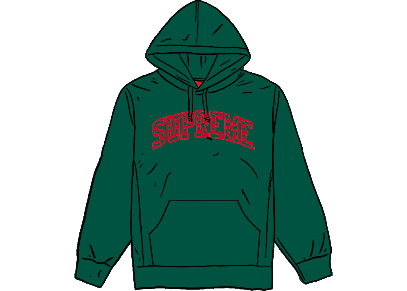 Supreme Hearts Arc Hooded Sweatshirt Dark Green Men's - SS21