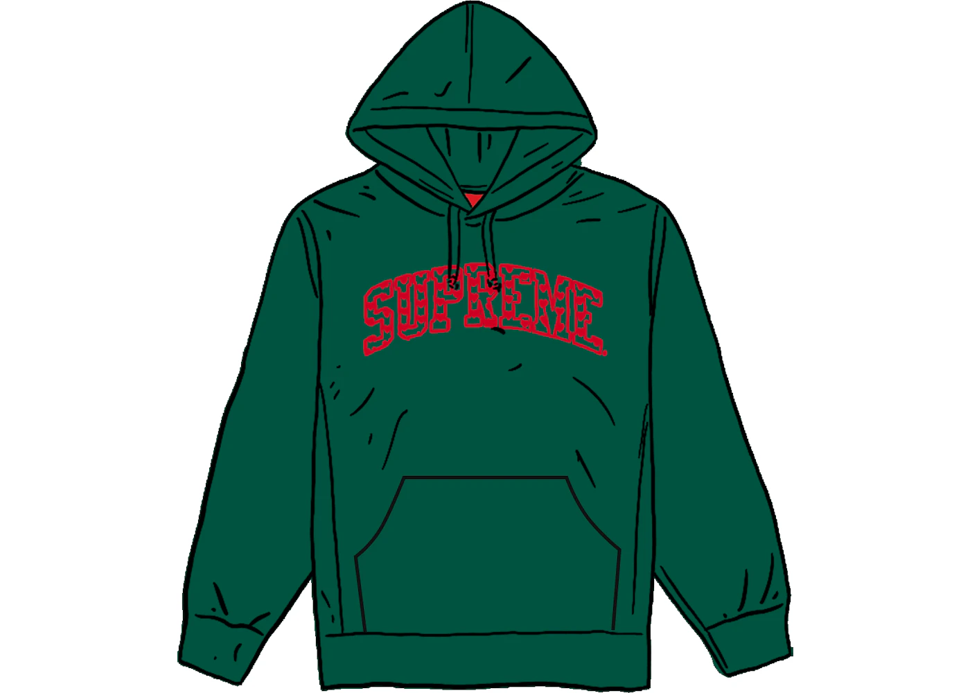 Supreme Hearts Arc Hooded Sweatshirt Dark Green Men's - SS21 - US Supreme Hearts Arc Hooded Sweatshirt Dark Green Men's - SS21 - US