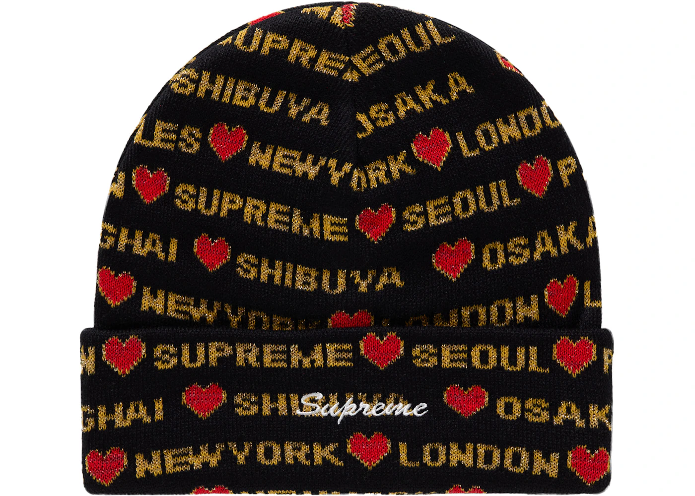 Supreme Hearts Beanie Black FW24 US