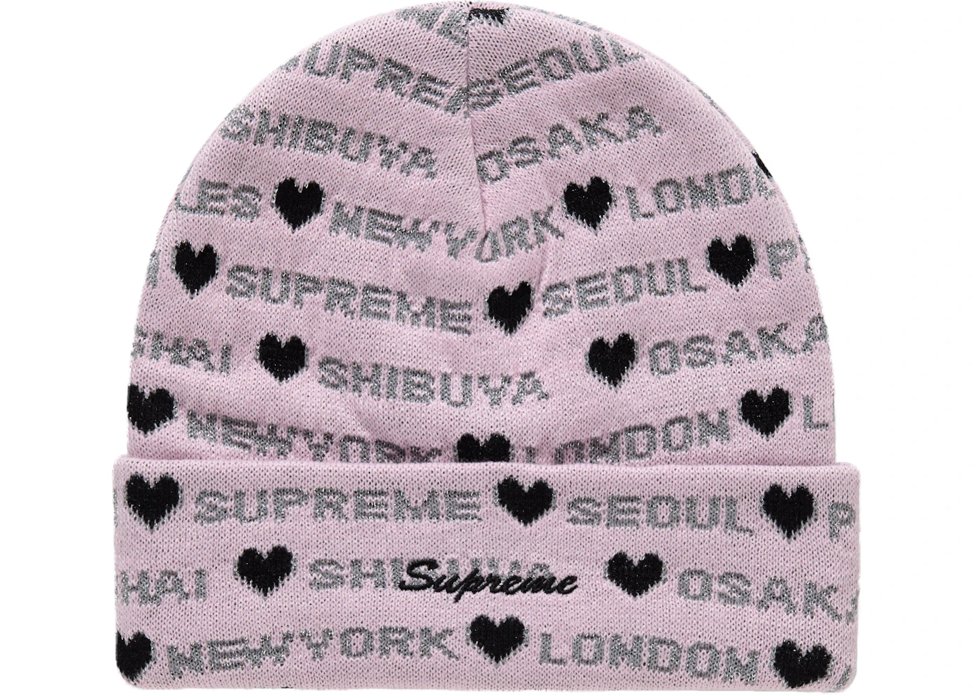 Supreme Hearts Beanie Pink FW24 US