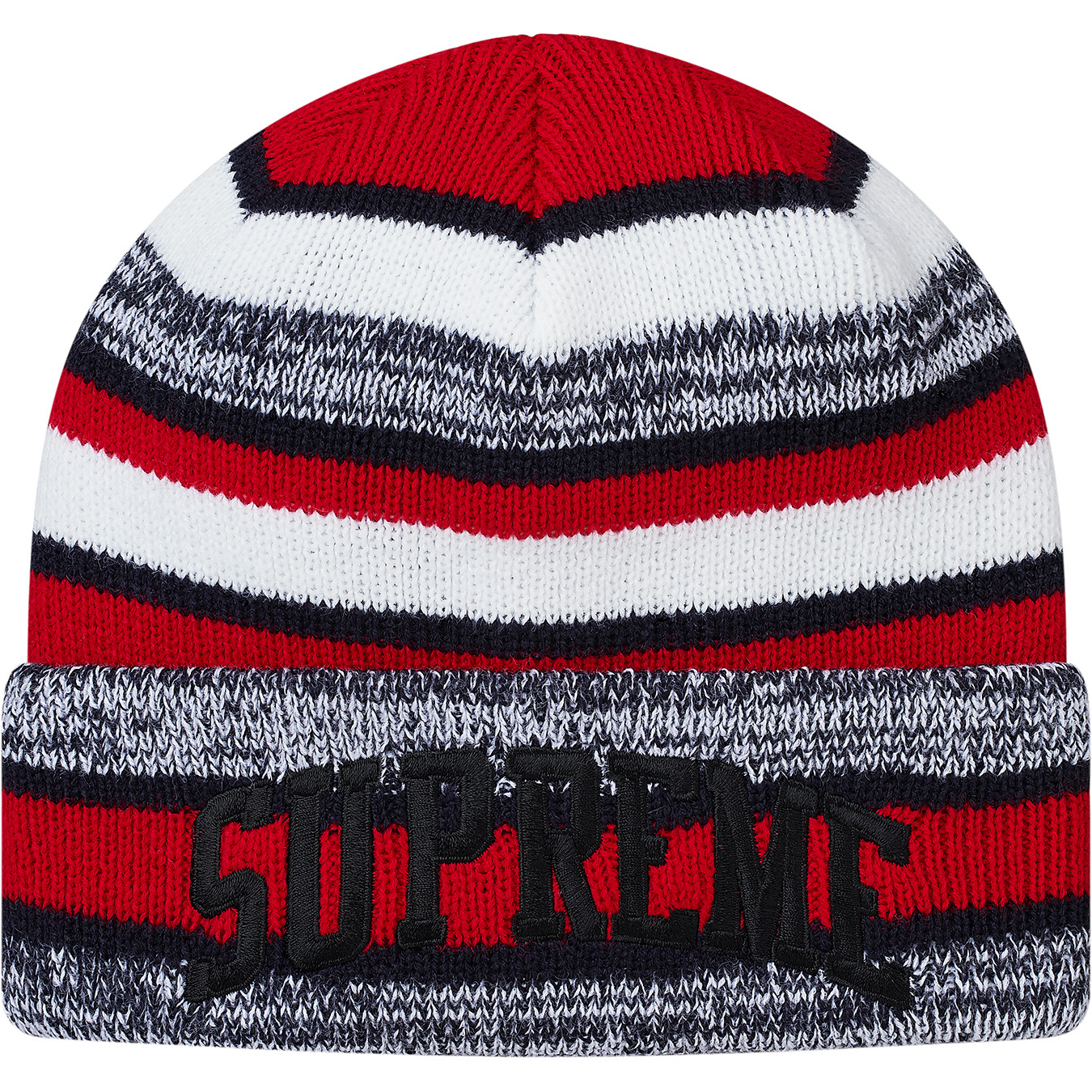 Supreme Heather Stripe Beanie Navy - FW17 - JP