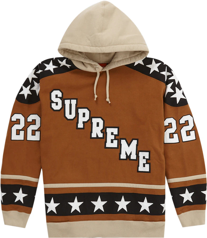 M] Supreme Uptown New York Theme Embroidered Thermal Hoodie Brown –