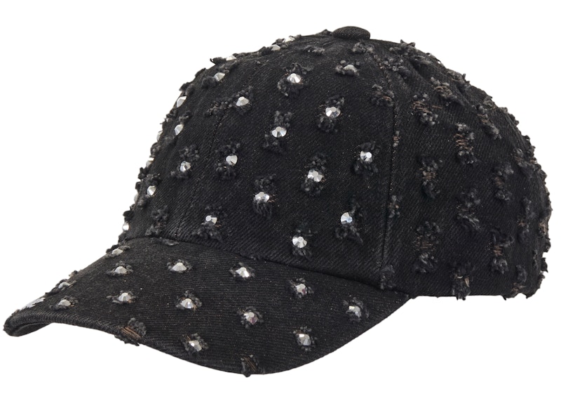 Supreme Hole Punch Rhinestone Denim 6-Panel Black