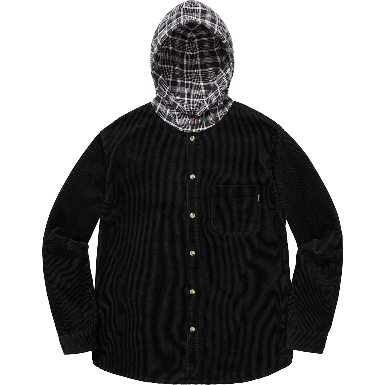 Supreme Hooded Color Blocked Corduroy Shirt Black/Gray Men's