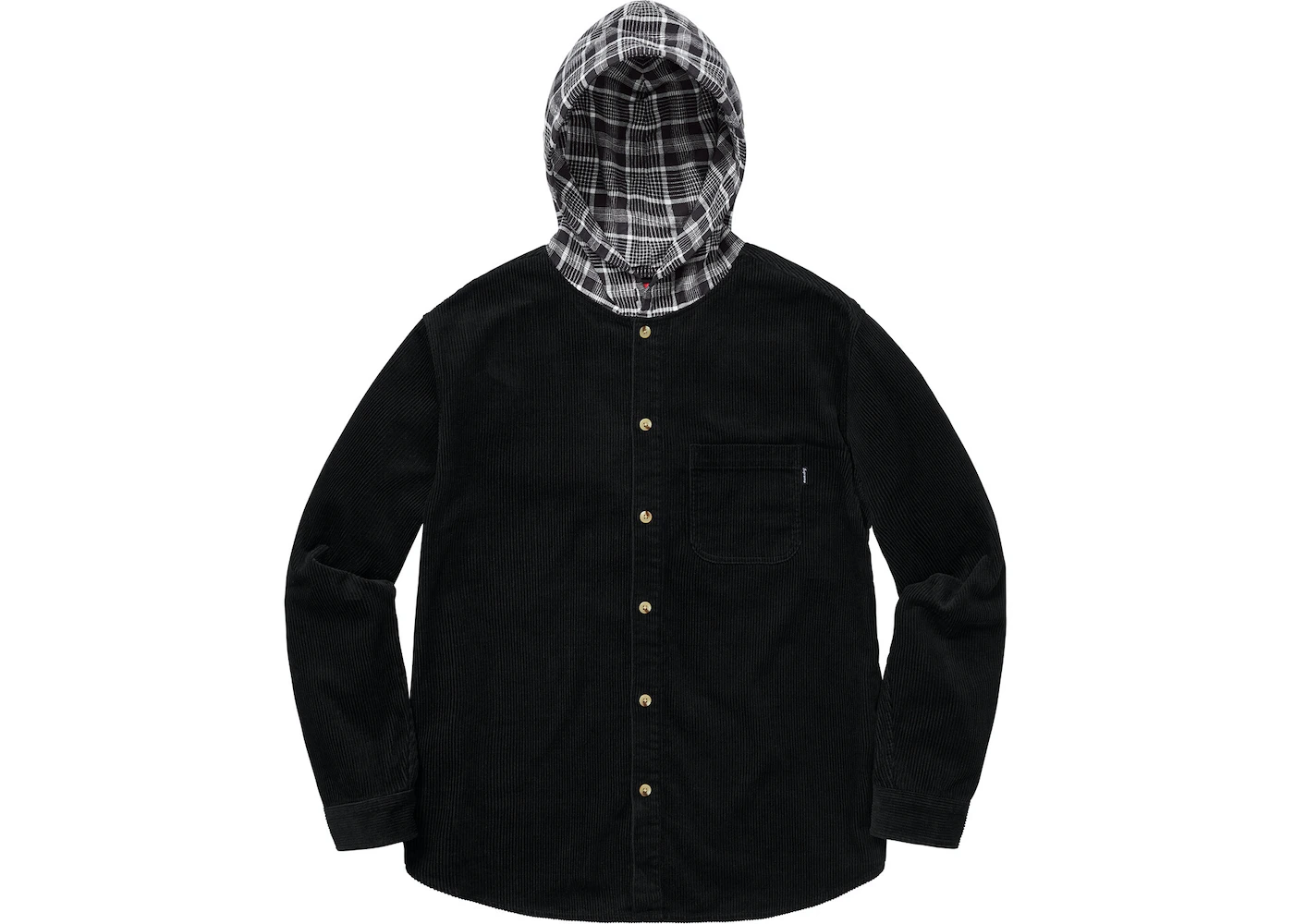 Supreme Hooded Color Blocked Corduroy Shirt Black/Gray Men's - FW18 - US