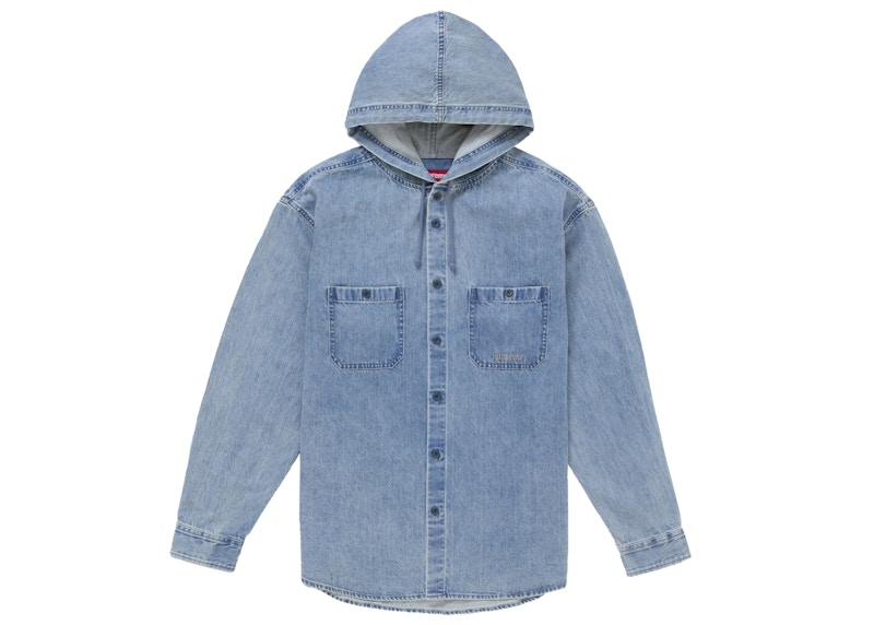 Supreme Fleece Hooded Denim Shirt - フリース デニム フーディ Supreme Hooded Denim Shirt Blue メンズ - SS25 - JP