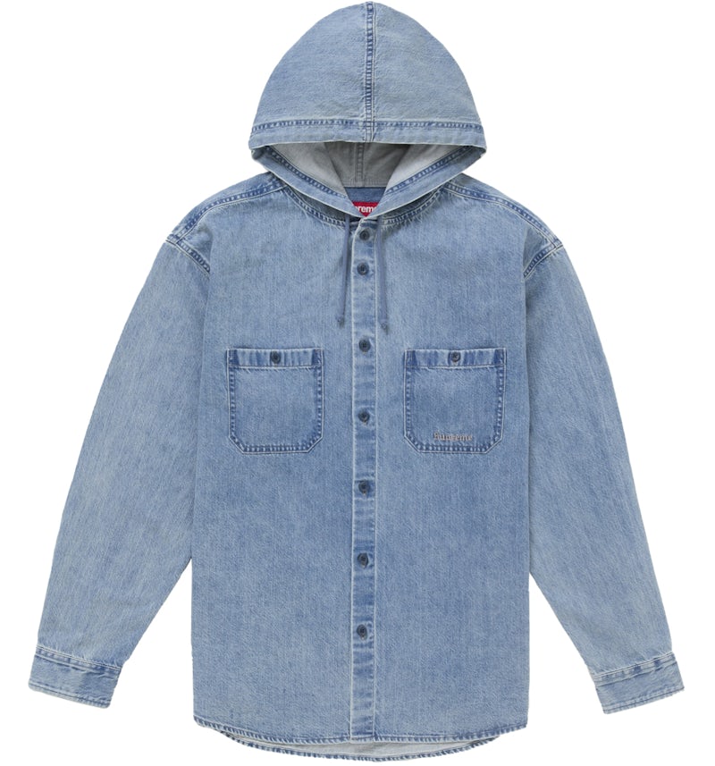 Sweatshirt Hooded Denim Shirt Mens Hoodie Denim Jacket With Cap
