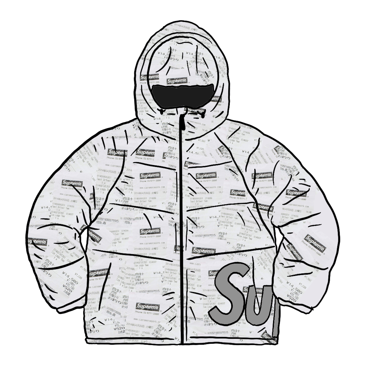 supreme hooded down jacket receipts レシート - ダウンジャケット