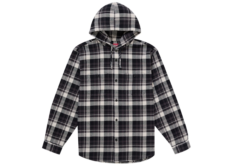 Supreme Hooded Flannel Shirt Black Men's - SS26 - US