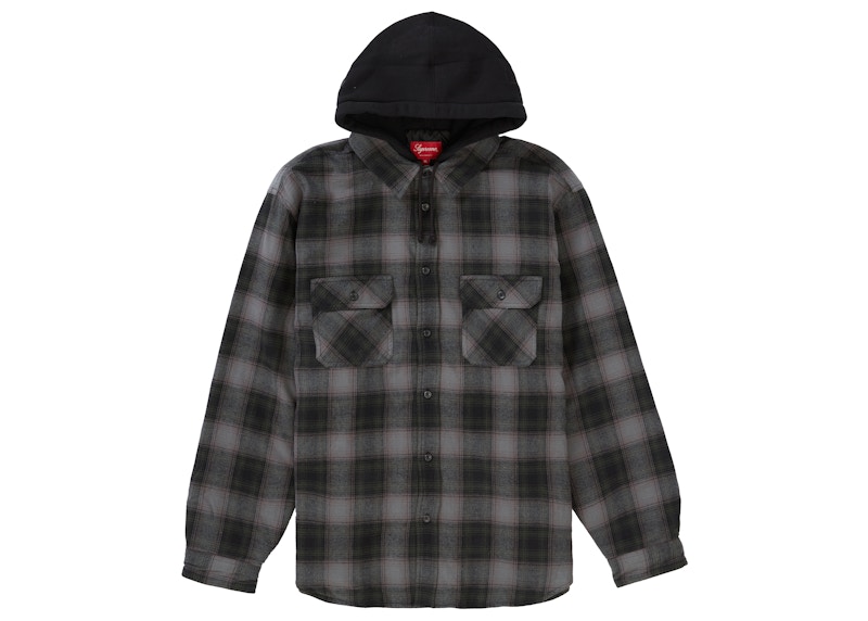 Supreme Hooded Flannel Zip Up Shirt Black Men's - FW21 - GB