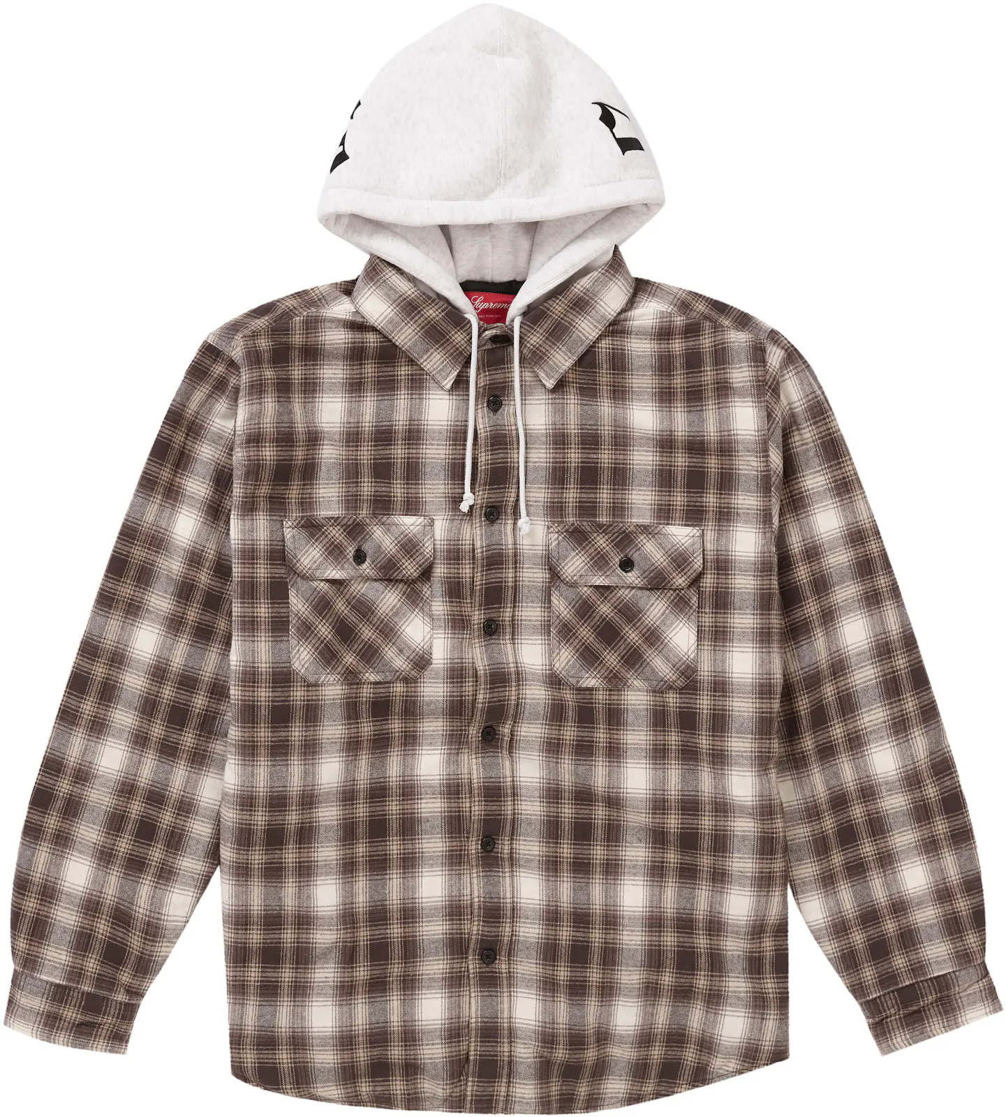 Supreme Hooded Flannel Zip Up Shirt Brown - FW21 - MX