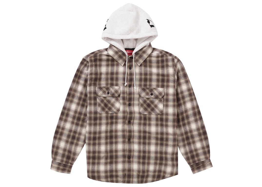 Pre-owned Supreme Hooded Flannel Zip Up Shirt Brown