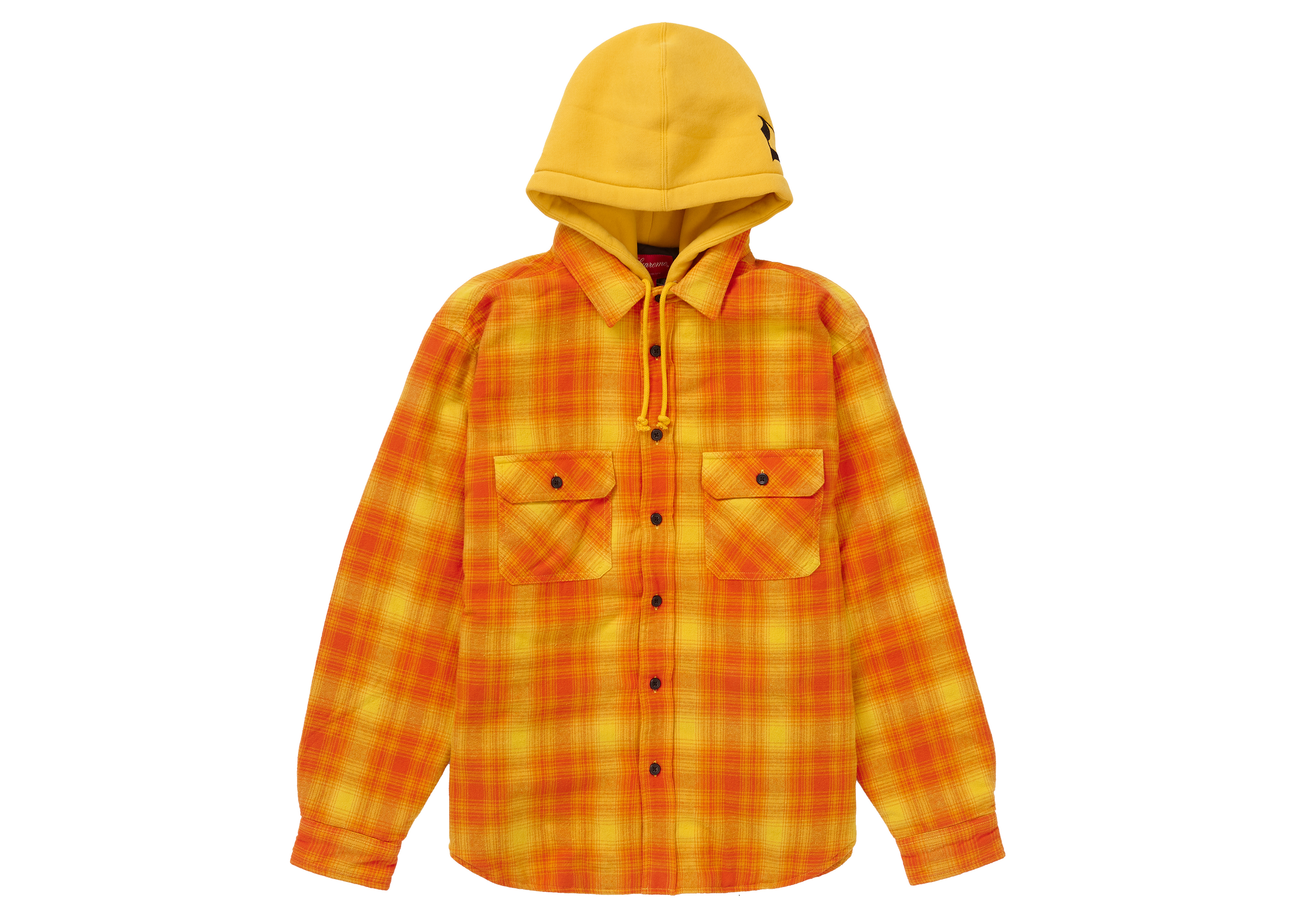 Supreme Hooded Flannel Zip Up Shirt Orange
