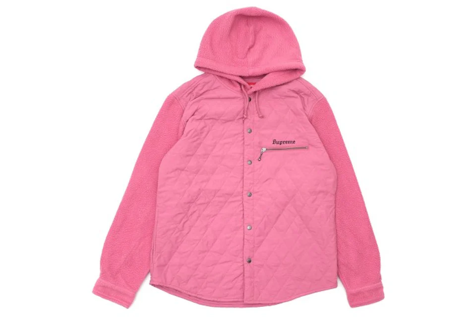 Supreme Hooded Fleece Nylon Shirt Pink