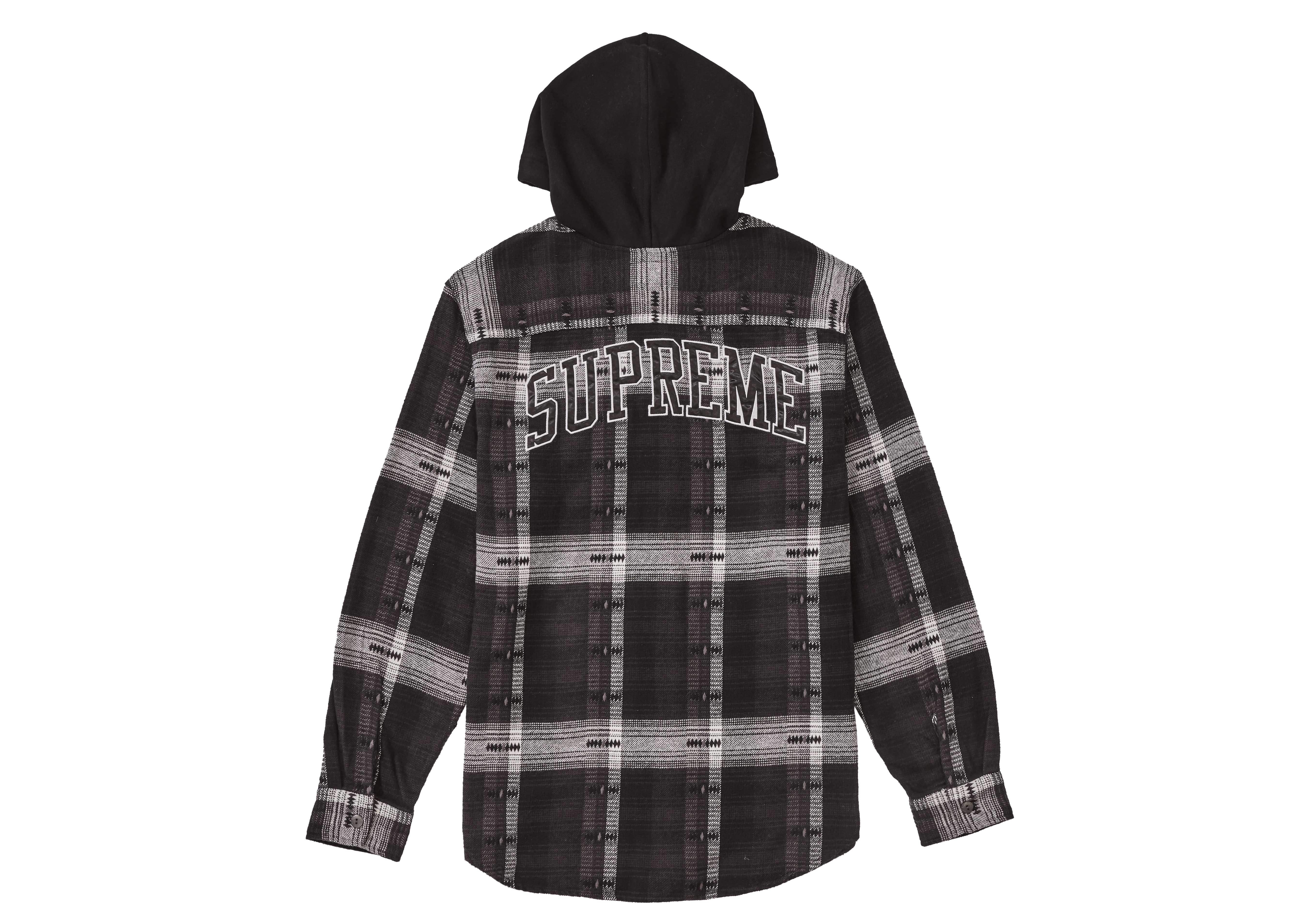 Supreme Hooded Jacquard Flannel Shirt Black メンズ - FW18 - JP