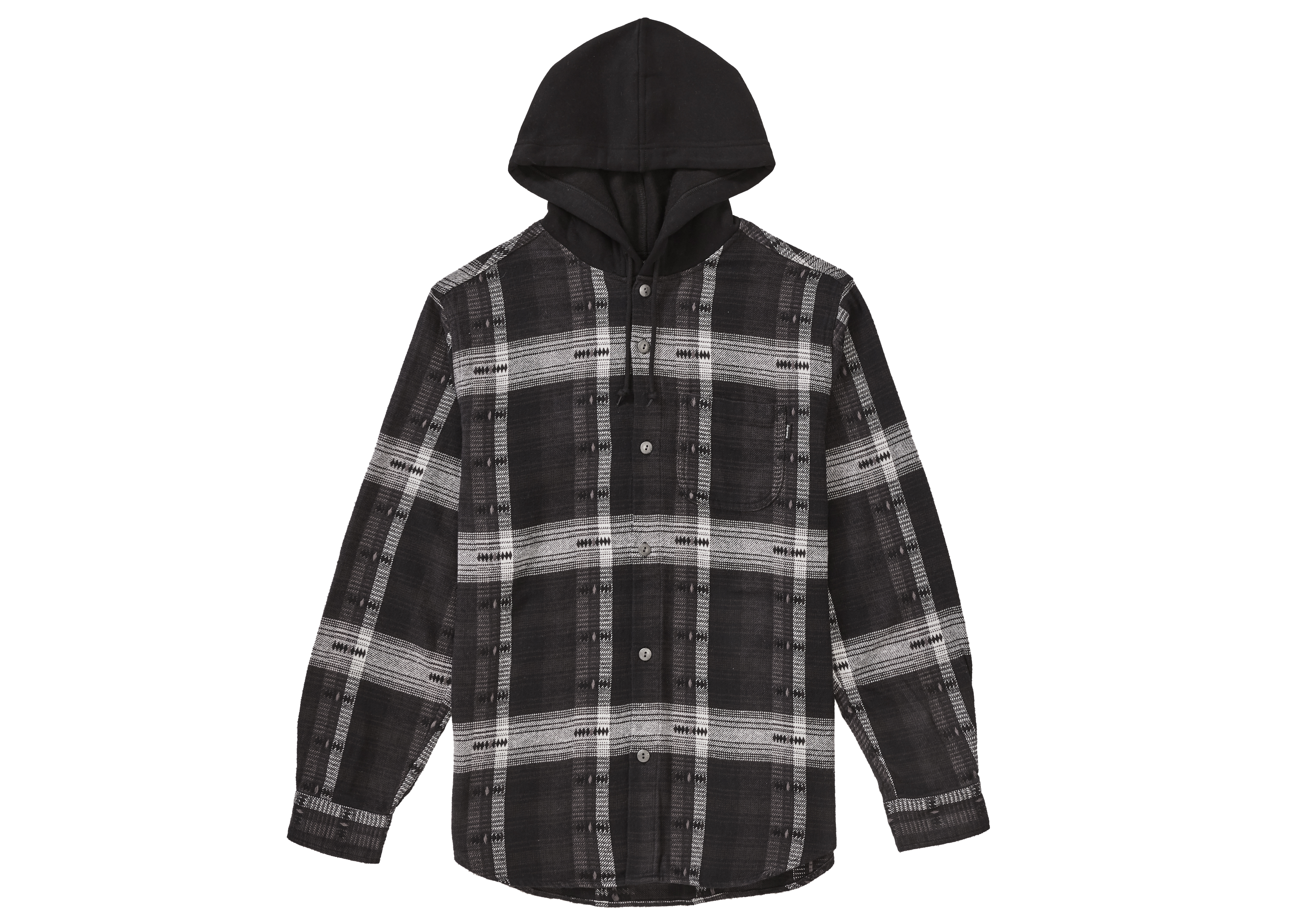 Supreme Hooded Jacquard Flannel Shirt Black - FW18 - US