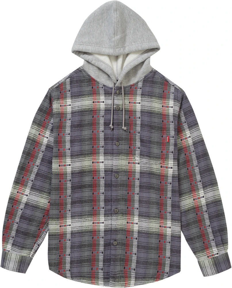 Supreme Hooded Jacquard Flannel Shirt Navy Men's - FW18 - US