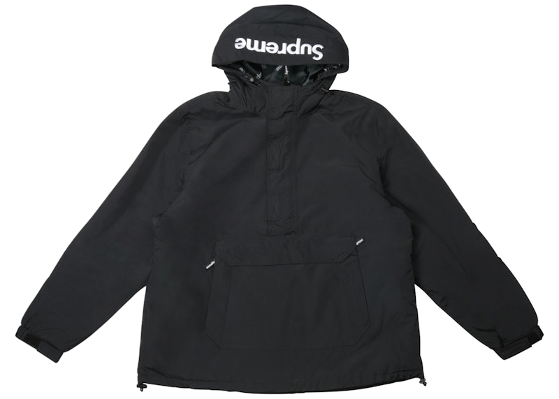 Supreme Hooded Logo Half Zip Pullover Black Men's - FW17 - GB