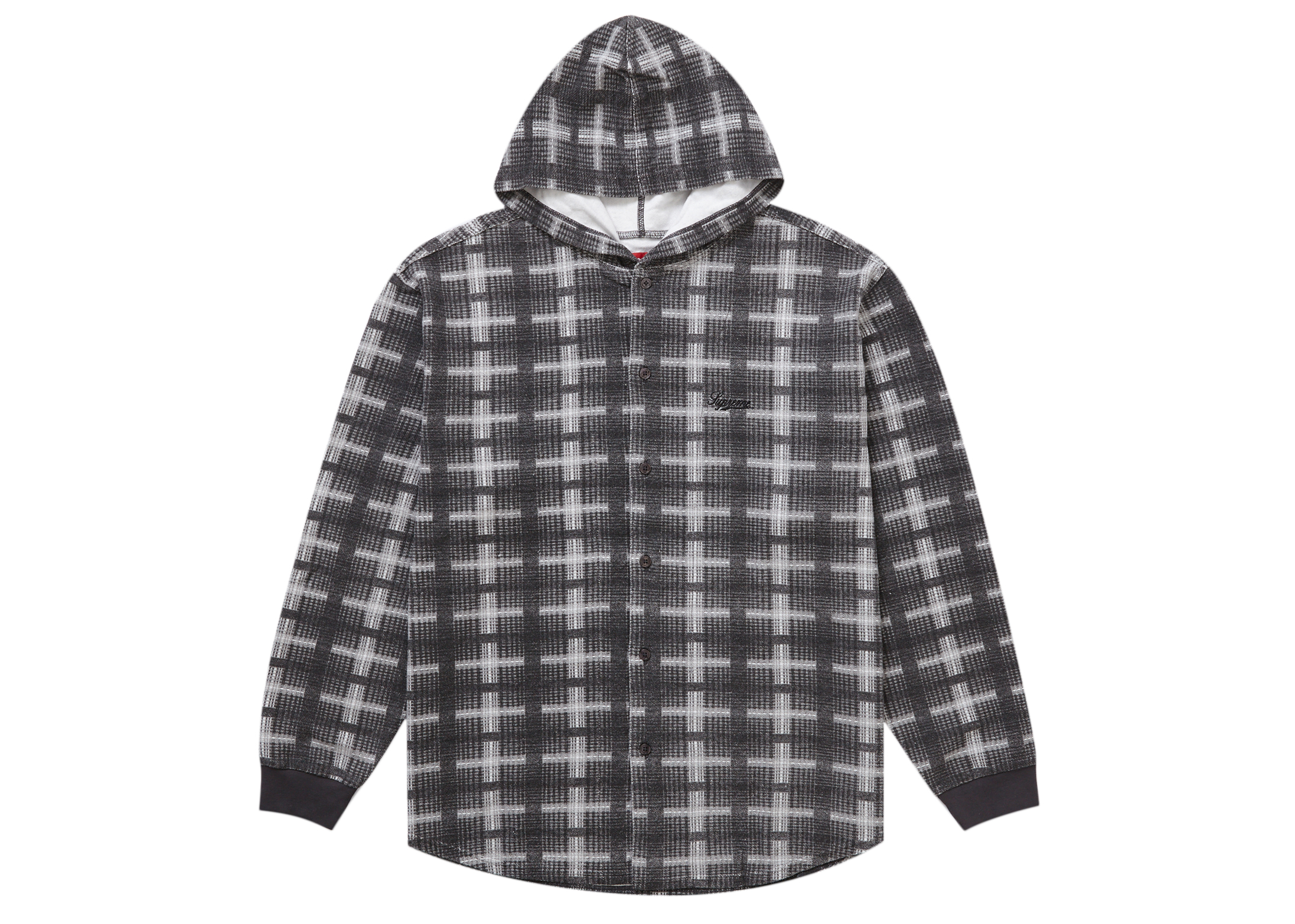 6,200円Supreme Hooded plaid knit shirt/Lサイズ