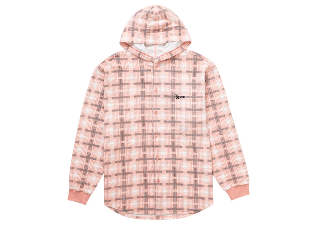 Pre-owned Supreme Hooded Plaid Knit Shirt Pink