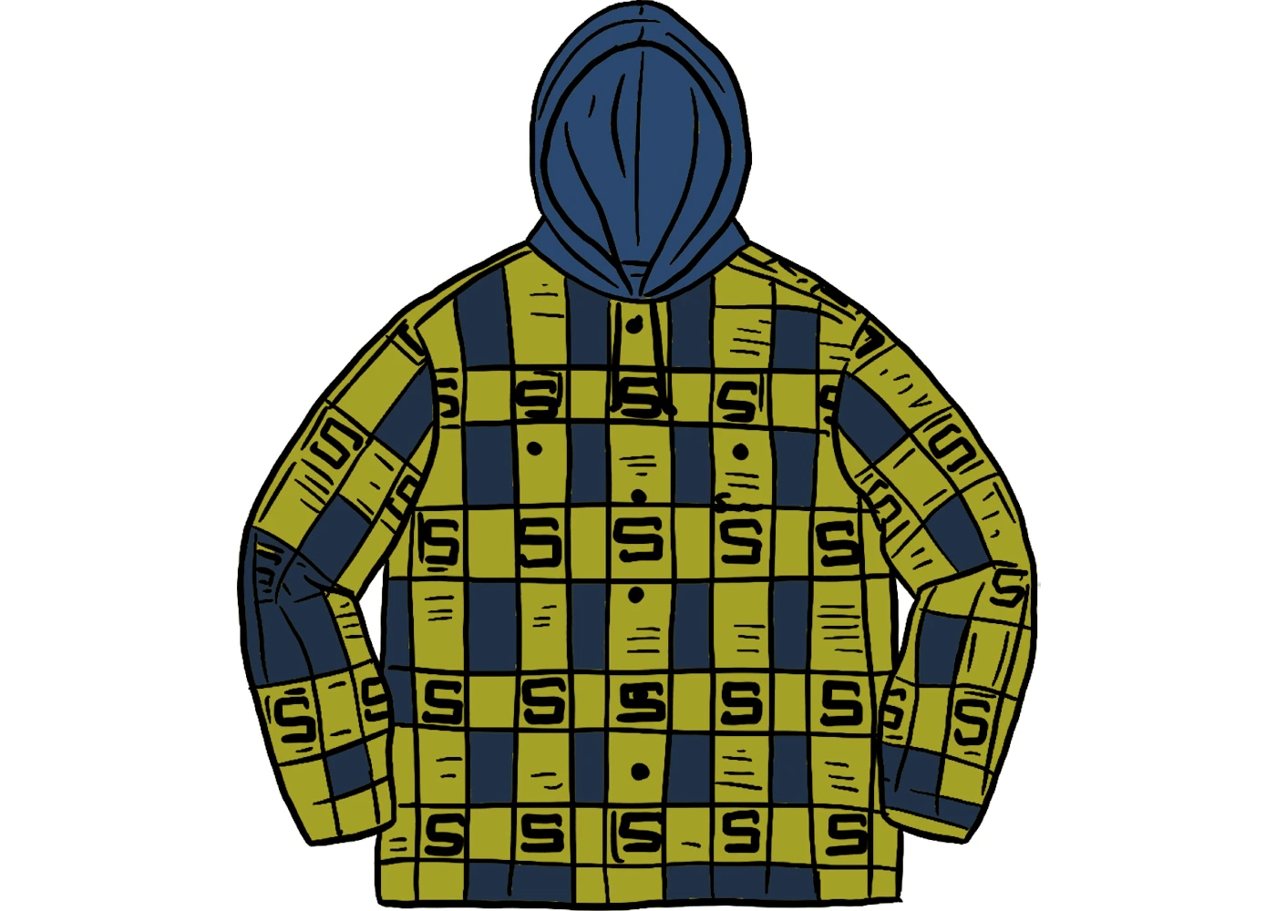 Supreme Hooded Shadow Plaid Shirt Navy Fw20 Supreme Hooded Shadow Plaid Shirt Navy Fw20