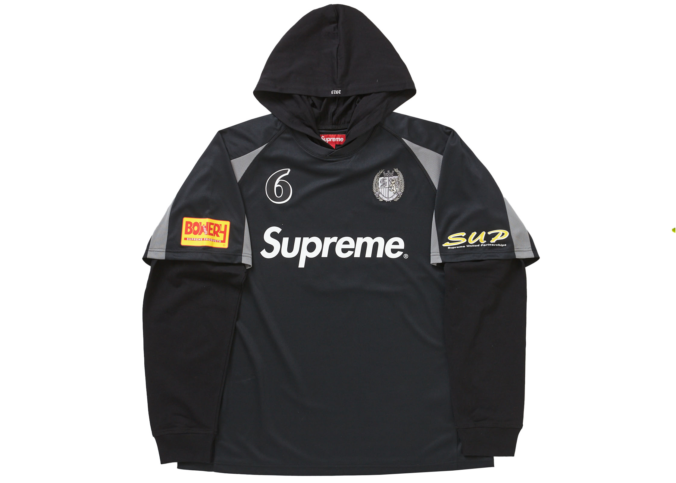 Supreme Hooded Soccer Jersey Black Sサイズ
