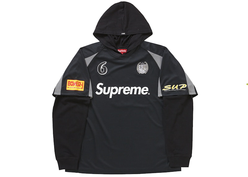 supreme Hooded Soccer Jersey 黒XL-