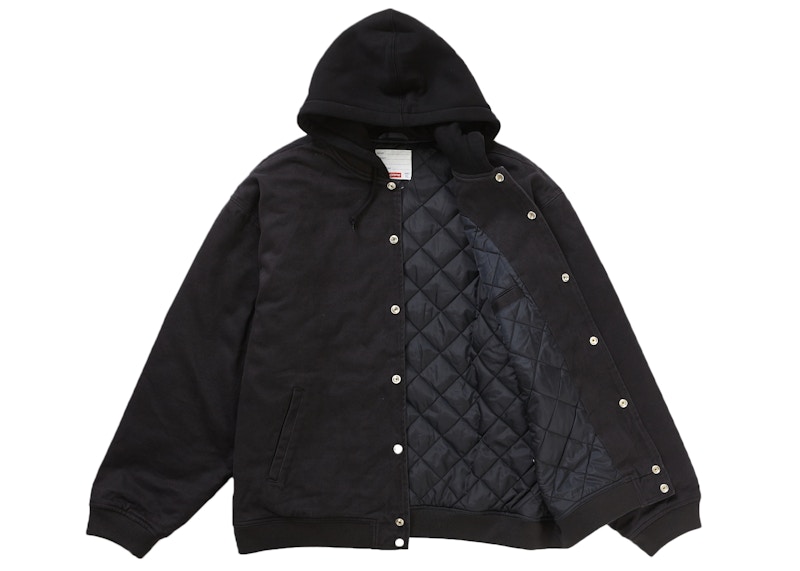 Supreme Hooded Twill Varsity Jacket Black Men's - SS22 - US