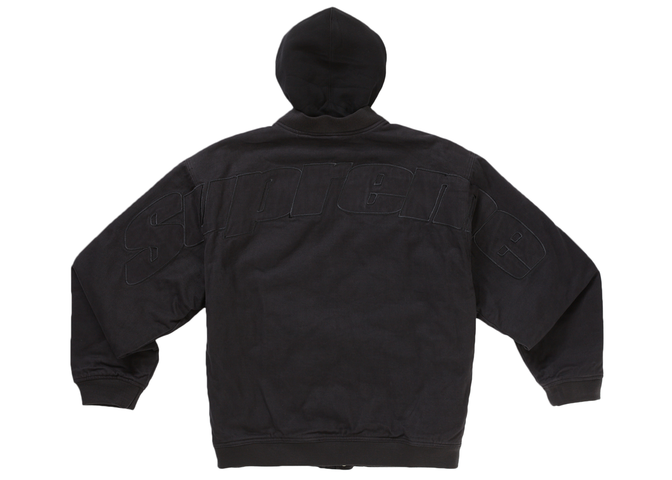 MサイズSupreme Hooded Twill Varsity Jacket 黒