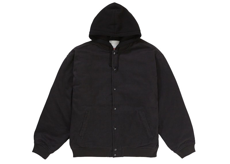 MサイズSupreme Hooded Twill Varsity Jacket 黒