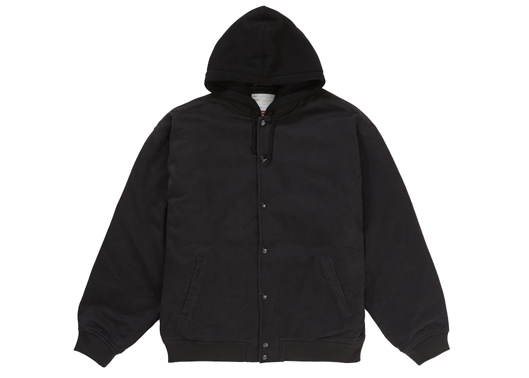 Pre-owned Supreme Hooded Twill Varsity Jacket Black