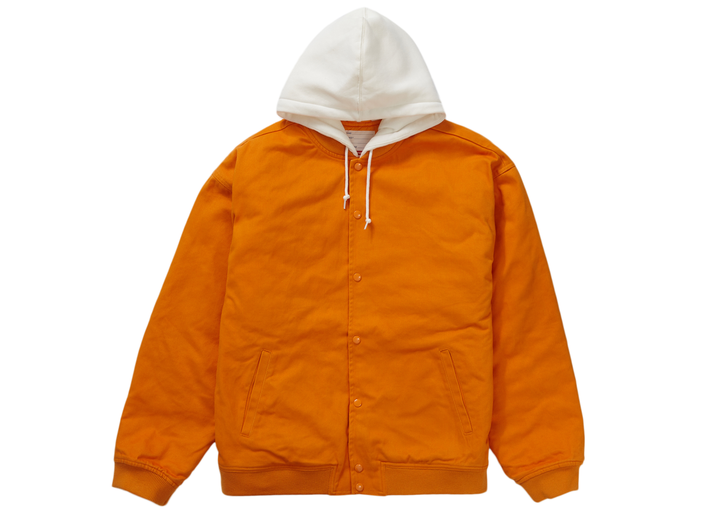 Supreme Hooded Twill Varsity Jacket Orange