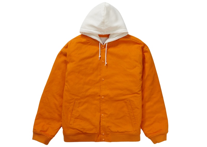 Supreme Hooded Twill Varsity Jacket Orange Men's - SS22 - US