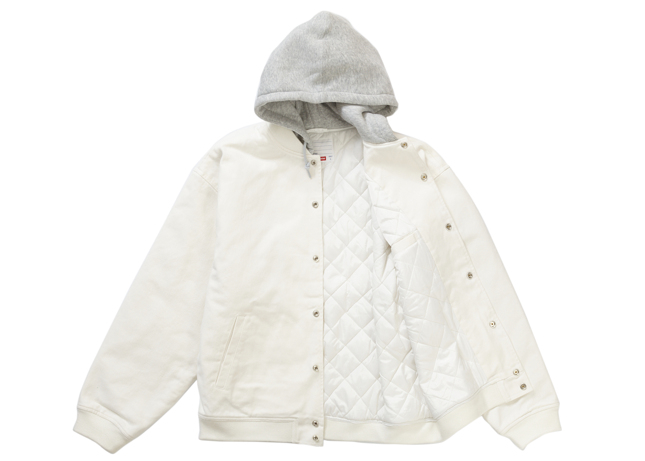 Supreme Hooded Twill Varsity Jacket White メンズ - SS22 - JP