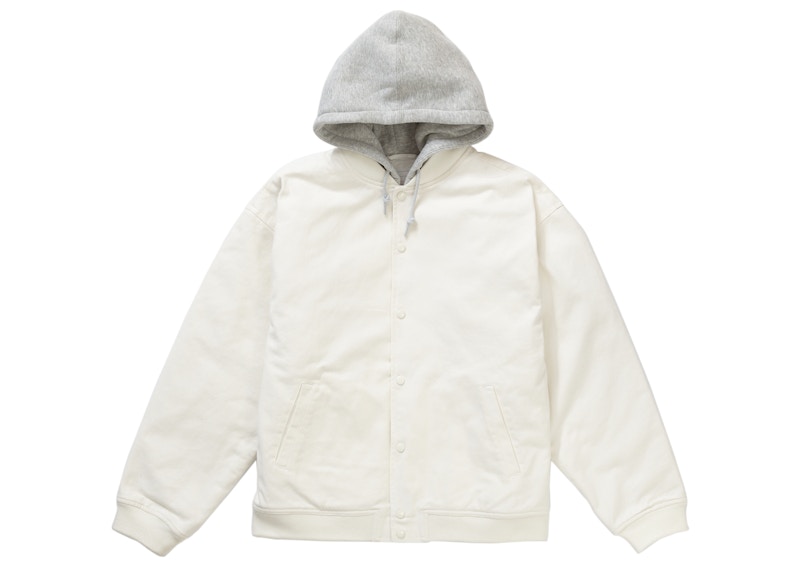 Supreme Hooded Twill Varsity Jacket White Men's - SS22 - US