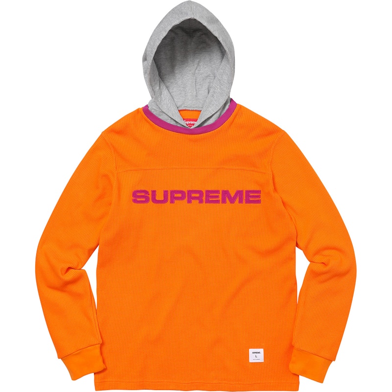 Supreme Hooded Waffle Ringer Orange Men's - FW17 - US