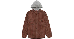 Supreme Houndstooth Flannel Hooded Shirt Red