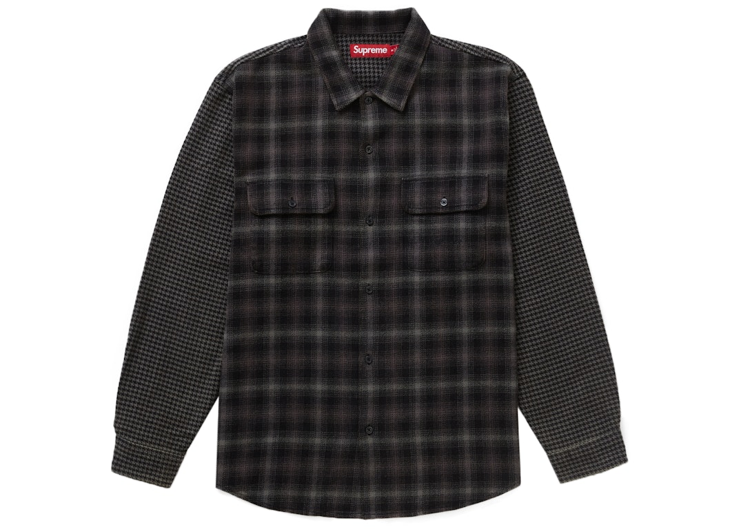 Pre-owned Supreme Houndstooth Plaid Flannel Shirt Black