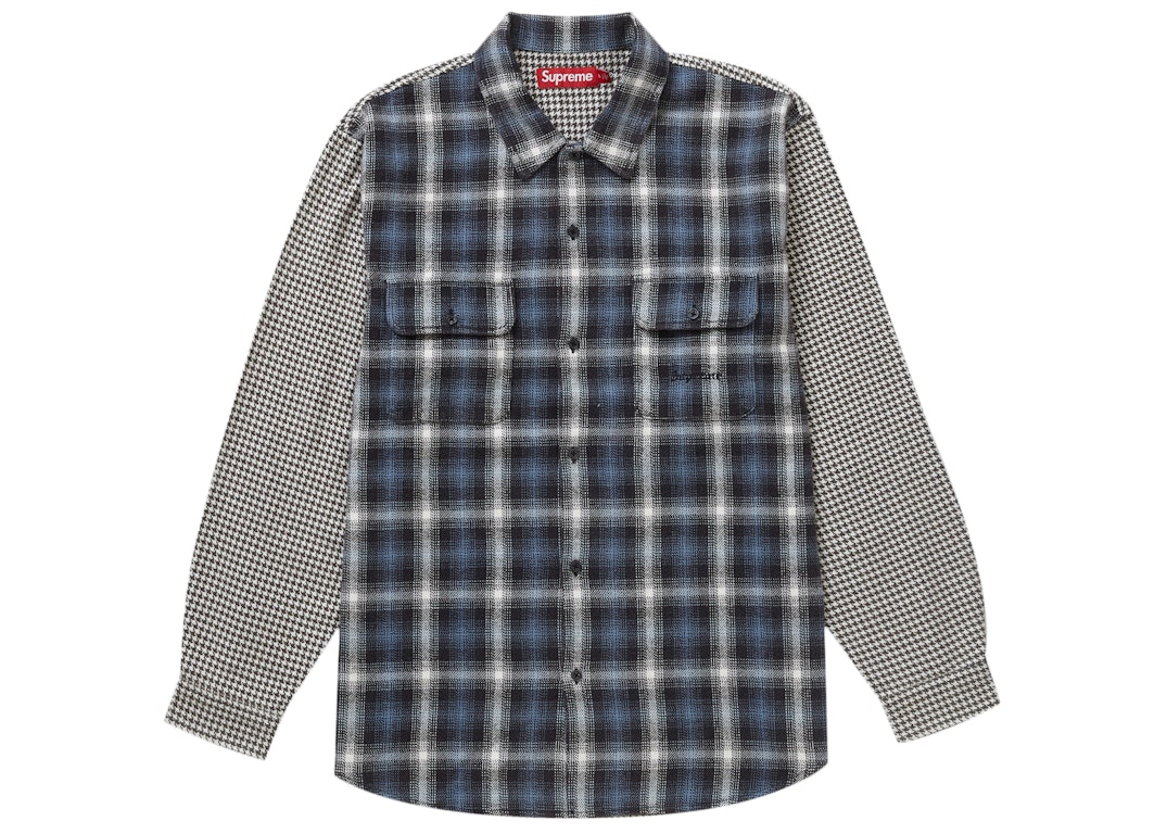 Pre-owned Supreme Houndstooth Plaid Flannel Shirt Navy