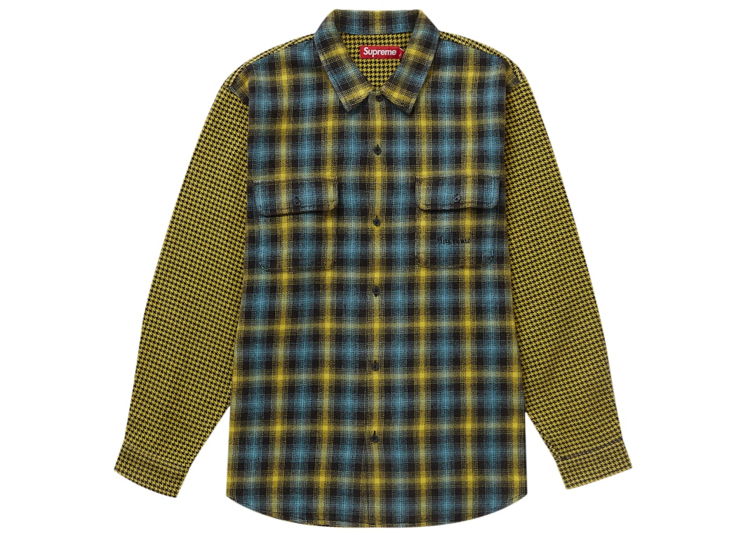 Pre-owned Supreme Houndstooth Plaid Flannel Shirt Yellow