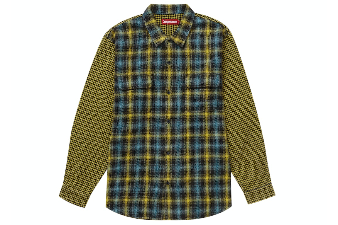 Pre-owned Supreme Houndstooth Plaid Flannel Shirt Yellow