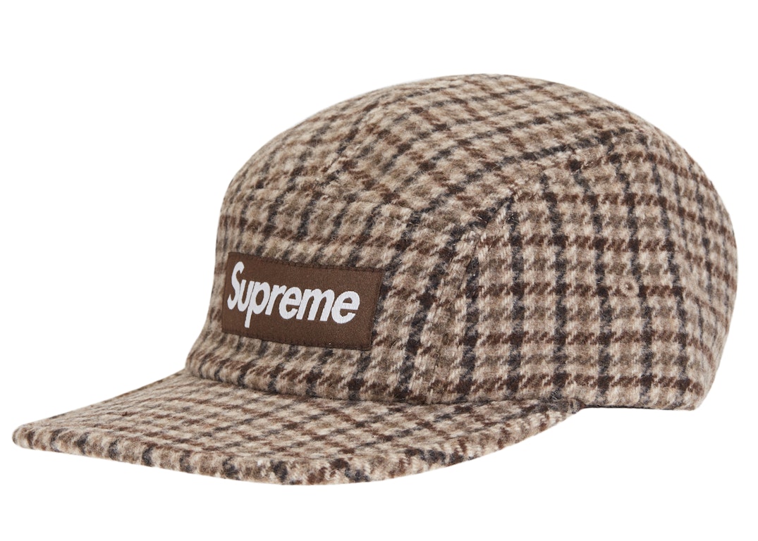 Pre-owned Supreme Houndstooth Wool Camp Cap Tan