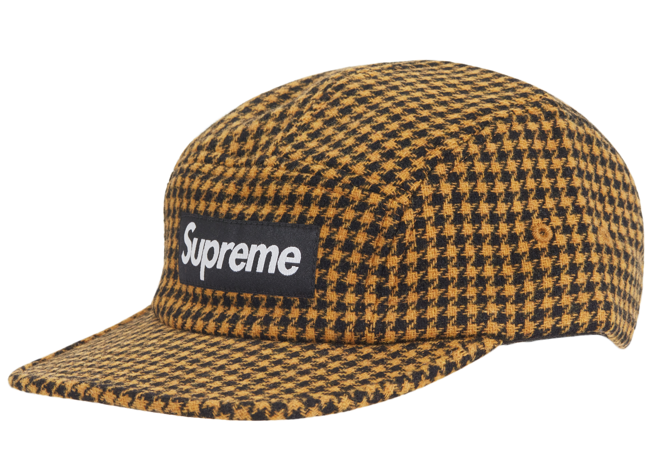 Supreme Houndstooth Wool Camp Cap Yellow