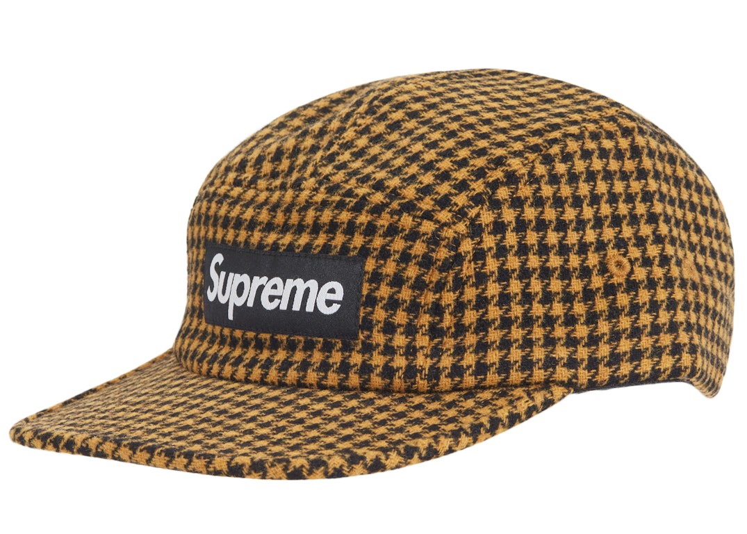 Pre-owned Supreme Houndstooth Wool Camp Cap Yellow