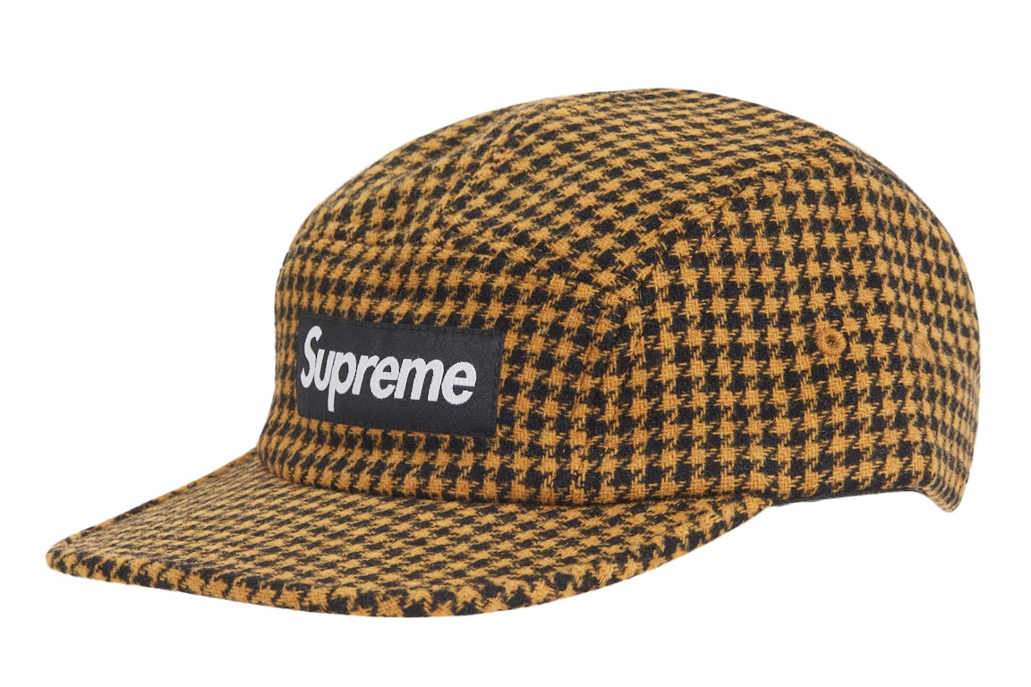 Pre-owned Supreme Houndstooth Wool Camp Cap Yellow