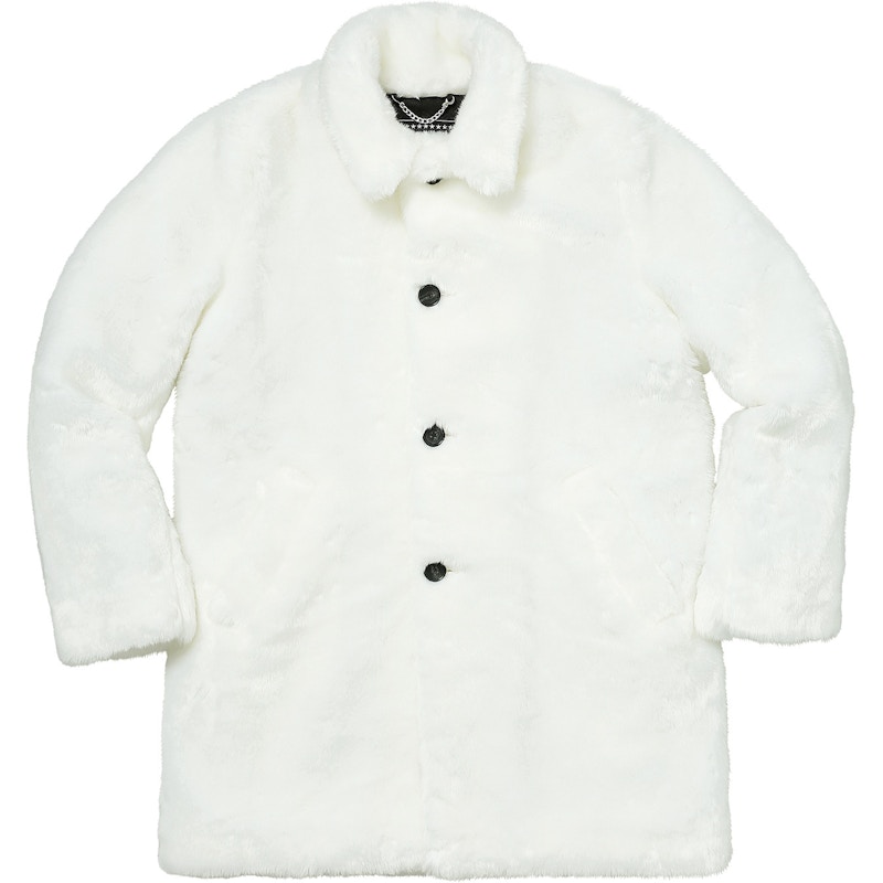 Supreme Hysteric Glamour Fuck You Faux Fur Coat White メンズ