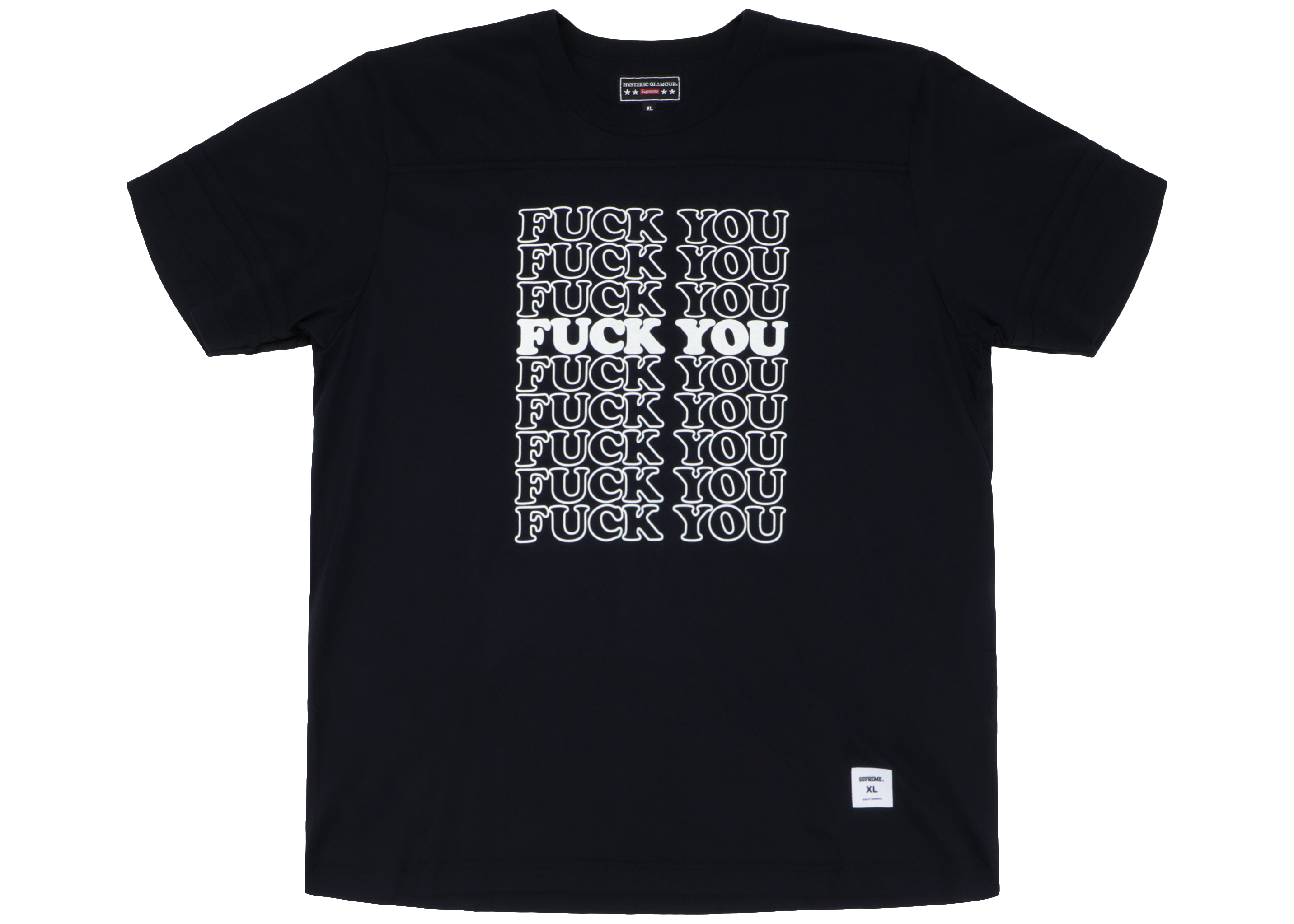 Supreme Hysteric Glamour Fuck You Football Tee Black Men's - FW17 - US