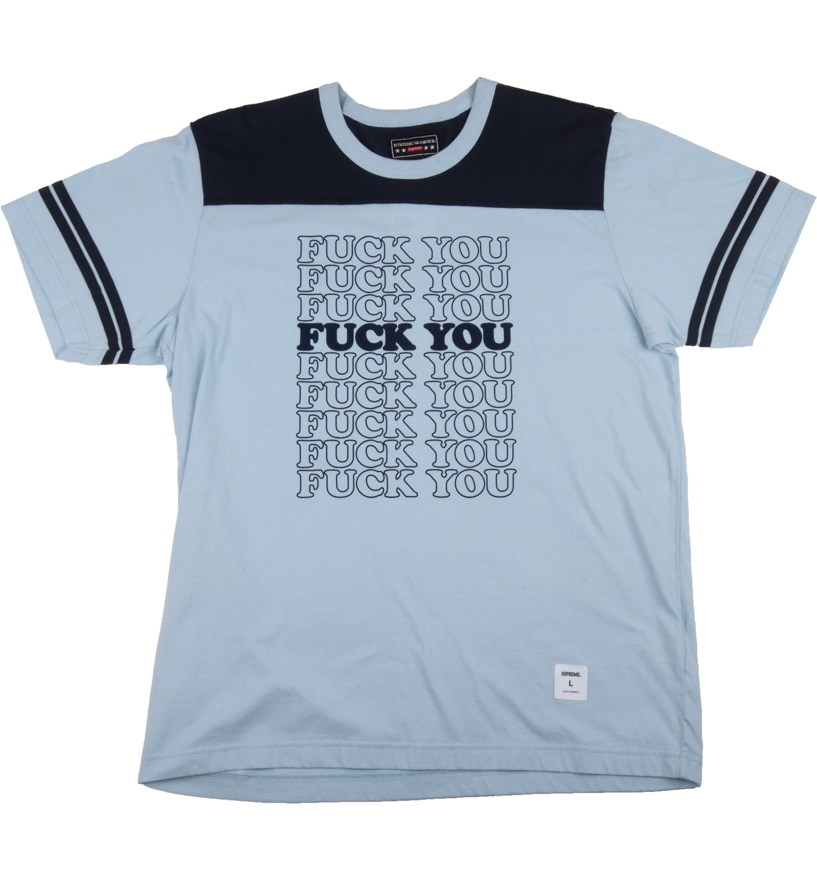 Supreme Hysteric Glamour Fuck You Football Tee Light Blue