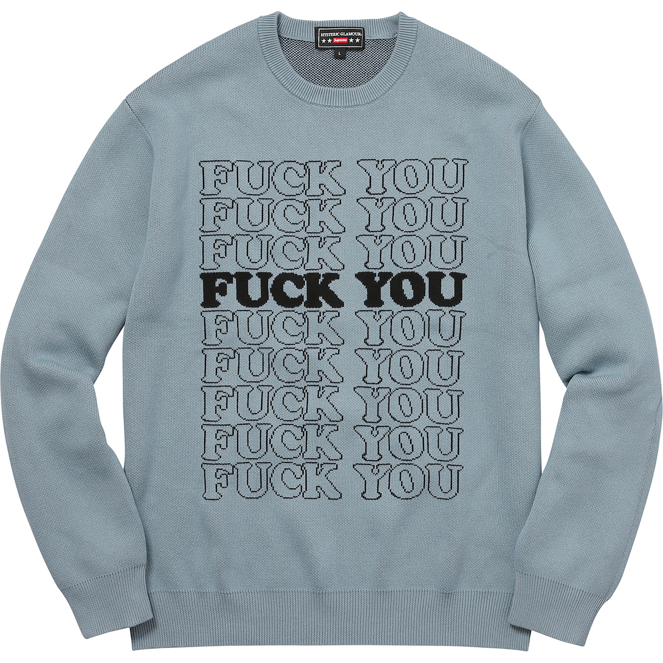 Supreme Hysteric Glamour Fuck You Sweater Light Blue メンズ - FW17 ...