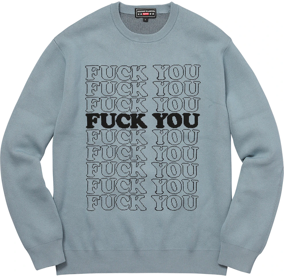 Supreme Hysteric Glamour Fuck You Sweater Light Blue Fw17